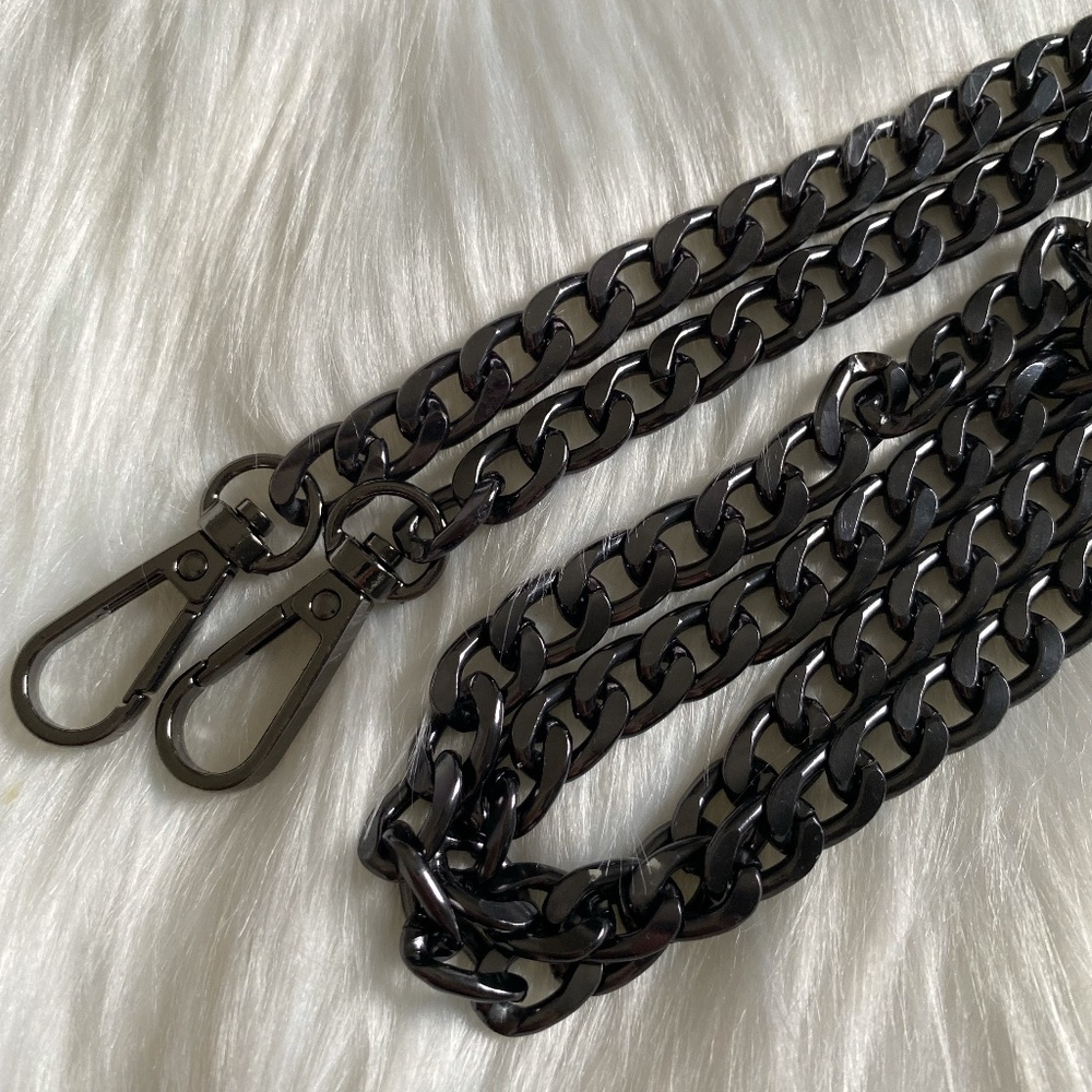 crossbody metal Flat Chain Replacement strap gunmetal 48"